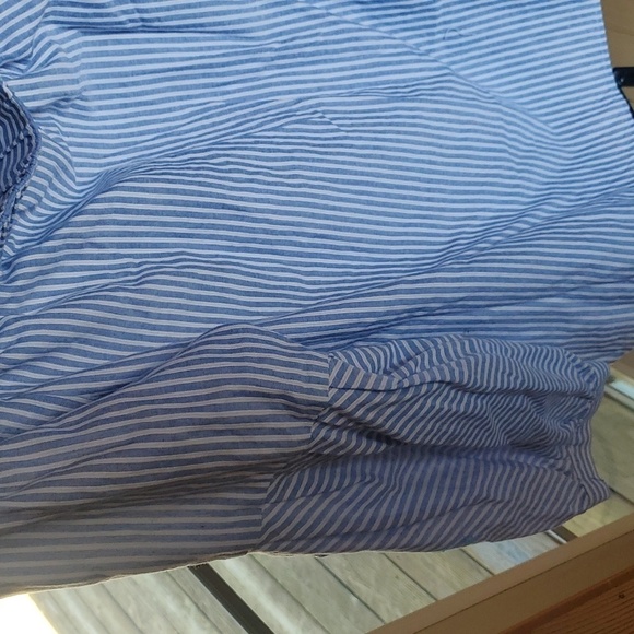 Michael Michael Kors White Blue Striped Puff Sleeve On/Off Shoulder Sz XL Blouse - Picture 7 of 9